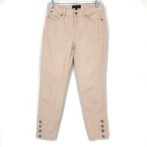 Talbots Jeans Women's Sz 2 Flawless Five-Pocket Skinny Ankle Leg Button Hem Pink